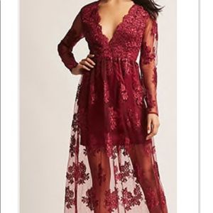 Floral Embroidered Lace Maxi Dress